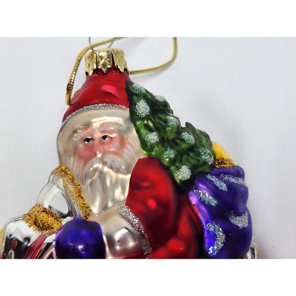 Artisan Blown Glass Santa Claus on Motorcycle Ornament Collectible Christmas - Picture 5 of 7